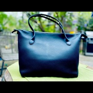 Row Lux Leather Black Satchel